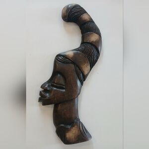 Handcrafted Brown and Black Wooden Afrucan Wall Plaque